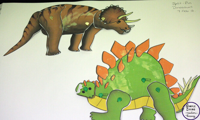 Dinosaur Lapbook and Study Resources - Dinosaur Pin Activity with two Dinosaurs