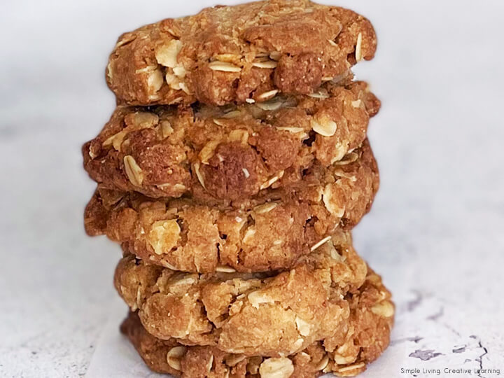 Anzac Biscuits in a Stack