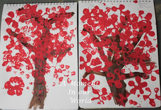 Japan Country Study Cherry Blossom Fingerprint Painting