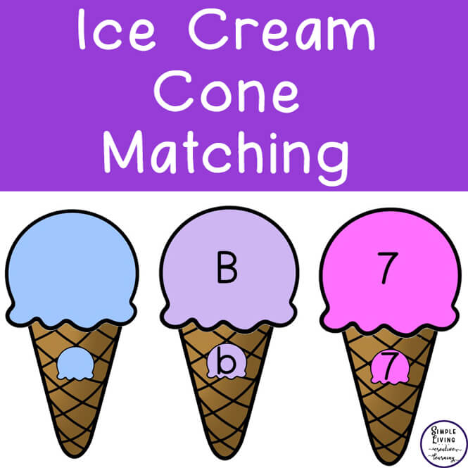 This Ice Cream Cones Matching Pack is great for young children learning their colours, number and letter recognition.