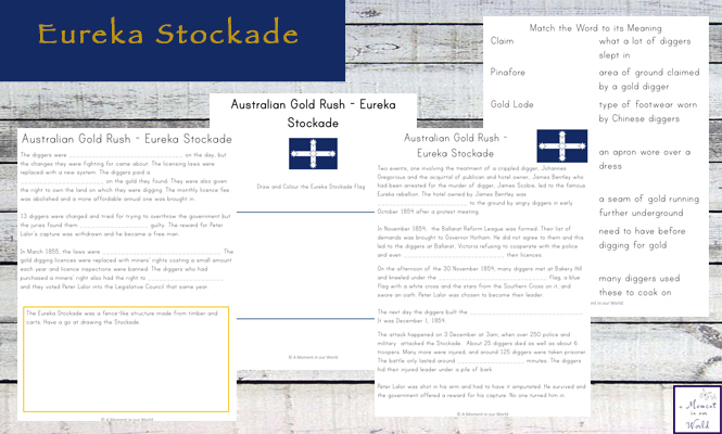 This is a mini unit study on the Australian Gold Rush and the Eureka Stockade together.
