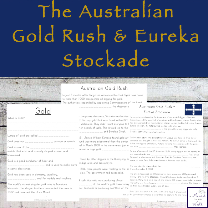 This is a mini unit study on the Australian Gold Rush and the Eureka Stockade together.