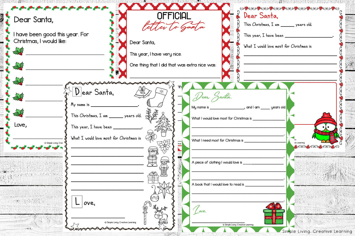 Letters to Santa Templates All Five Templates