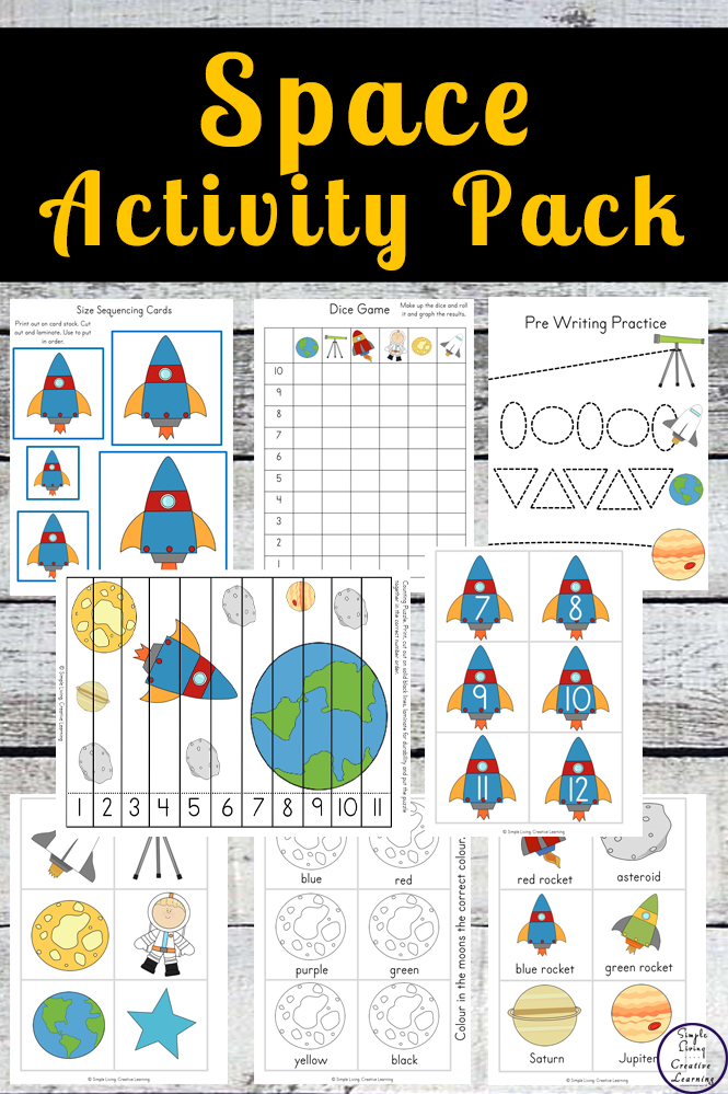This fun Space Activity Pack is aimed at children ages 2 through 10 and contains a variety of math and literacy activities.