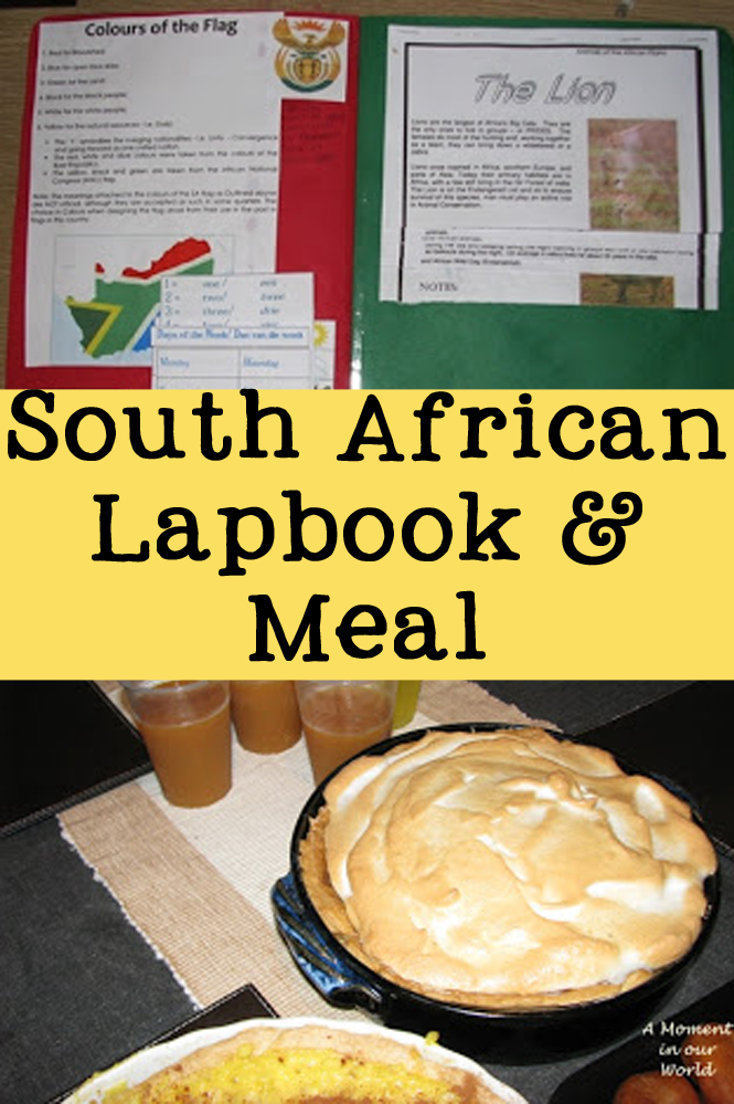 We enjoyed our time studying South Africa with this lap book and yummy meal.