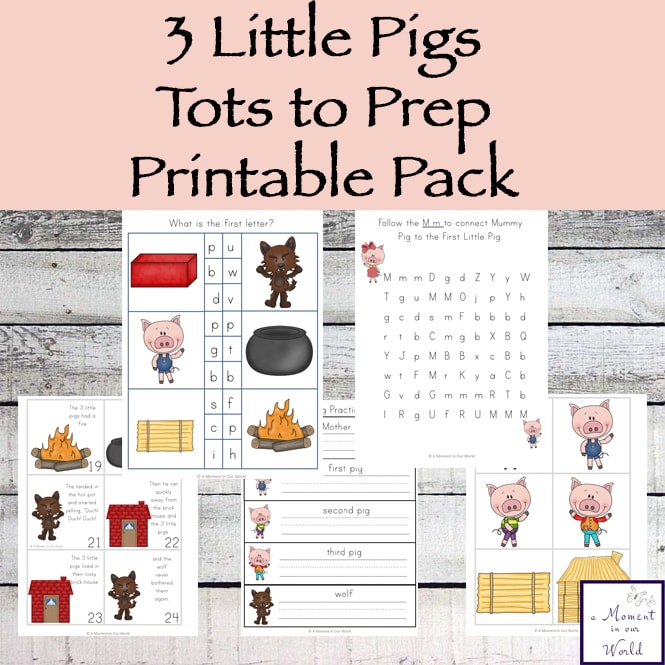 This Three Little Pigs Tots to Prep Pack is great for kids ages 2 - 7.