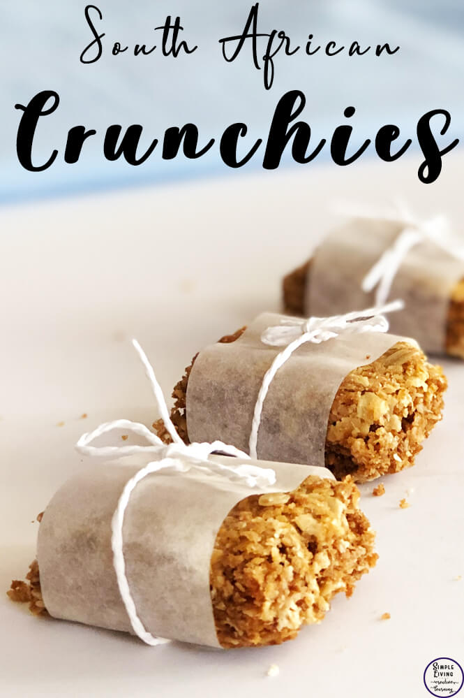 These South African Crunchies are a lovely, crunchy treat with a cuppa for morning or afternoon tea or with a bowl of ice cream for dessert.