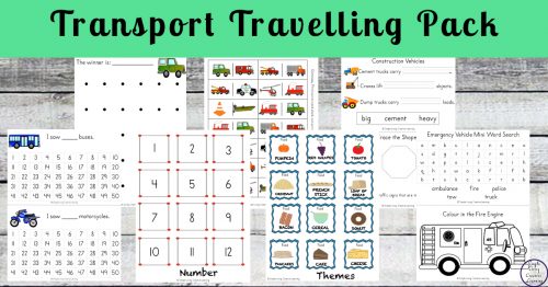 This Transport Travelling Pack contains nine different printable activities that can be used while travelling, or while completing a travel themed unit.