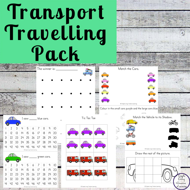 This Transport Travelling Pack contains nine different printable activities that can be used while travelling, or while completing a travel themed unit.