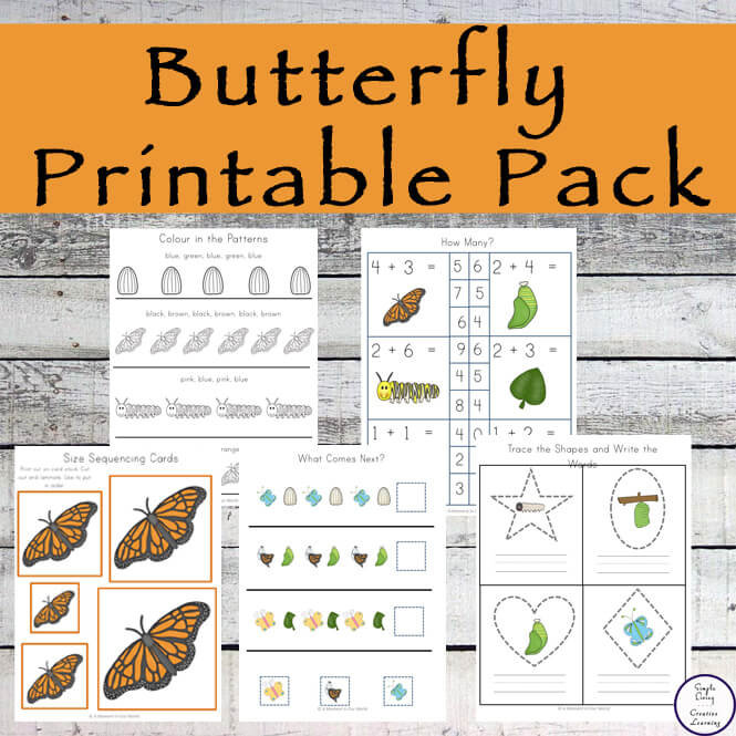 This huge 184 page Butterfly Printable Pack is aimed at kids in preschool and kindergarten. Kids will love learning about the life cycle of a butterfly.