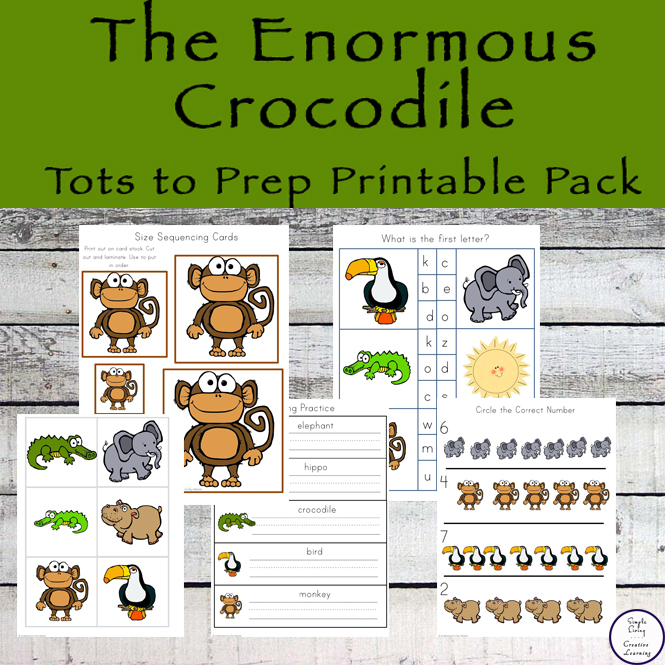 This Enormous Crocodile Tots to Prep Printable Pack goes well alongside the funny book by Mr Dahl.