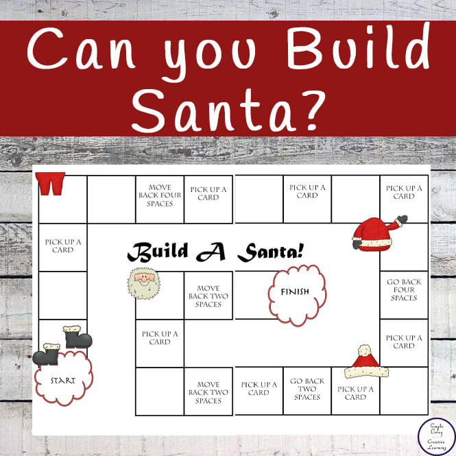 A fun printable board game in which the first person to build a complete Santa wins.