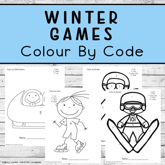Winter Olympics Colour By Code Printables four pages