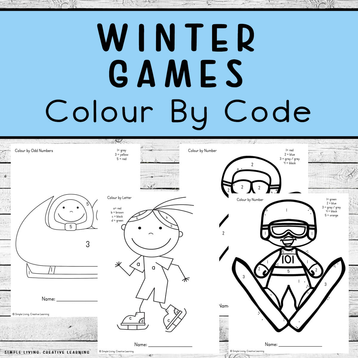 Winter Olympics Colour By Code Printables four pages