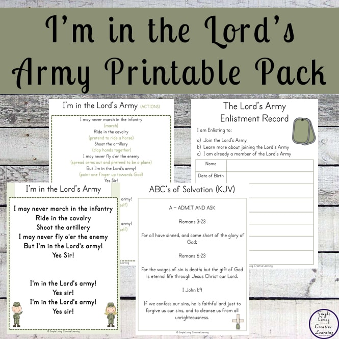 This is a great printable pack for learning how to be part of the Lord's Army.