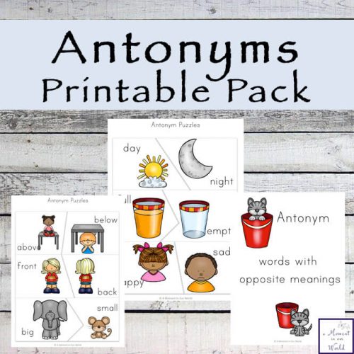Learning antonyms can be tricky. This Antonym Printable Pack will help kids learn some words that mean the opposite of each other.