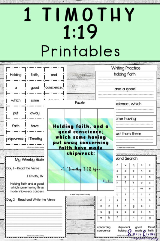 Monday Memory Verse: 1 Timothy 1:19 Printables - Simple Living ...