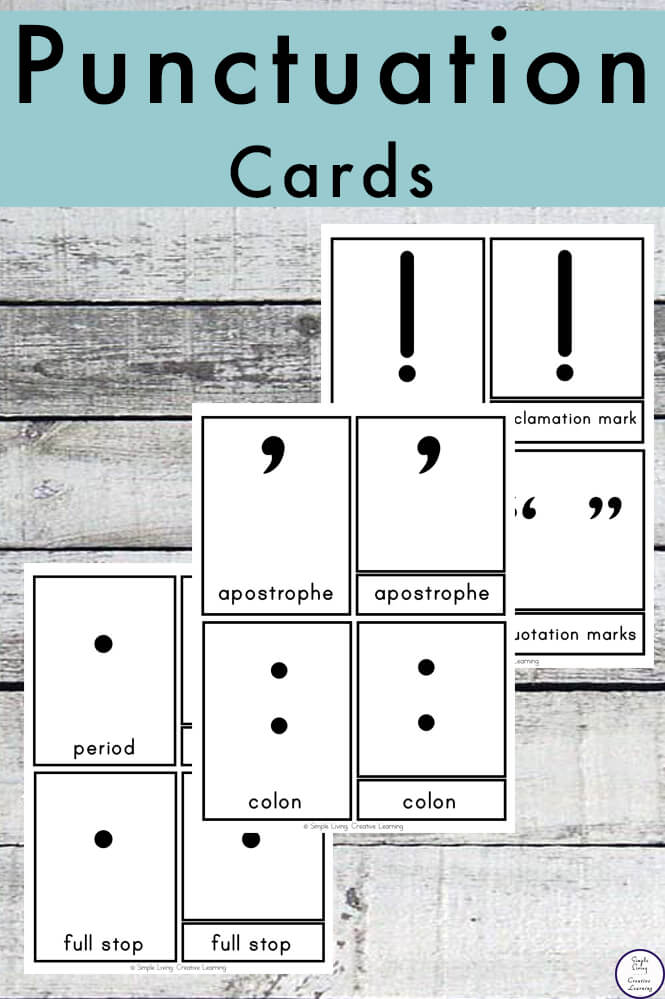 These punctuation cards are a great way for kids to learn the different signs used in punctuating sentences.