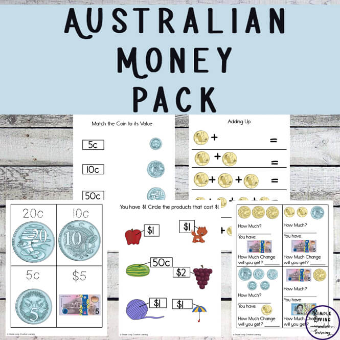 This money printable pack is a great way to introduce young children to the coins and notes used in Australia. It also contains activities for older children, where they will learn how to count the money and work out change.