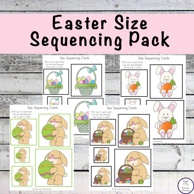 Easter Size Sequencing Cards - four different sheets