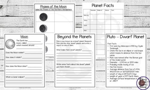 While completing this massive 150+page Space Unit, children will learn about the Solar System, Planets, Moon, Sun and many other objects found in Space.
