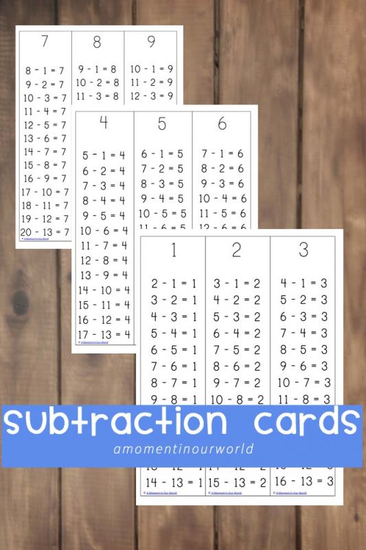 {FREE} Subtraction Cards - Simple Living. Creative Learning