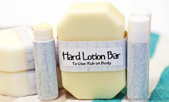 These easy to make, 3 ingredient, hard lotion bars are a great alternative to a liquid water-based body lotion and leave your skin feeling so soft & lovely.