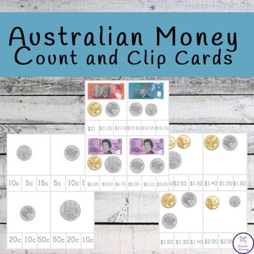 Australian Money Count and Clip Cards