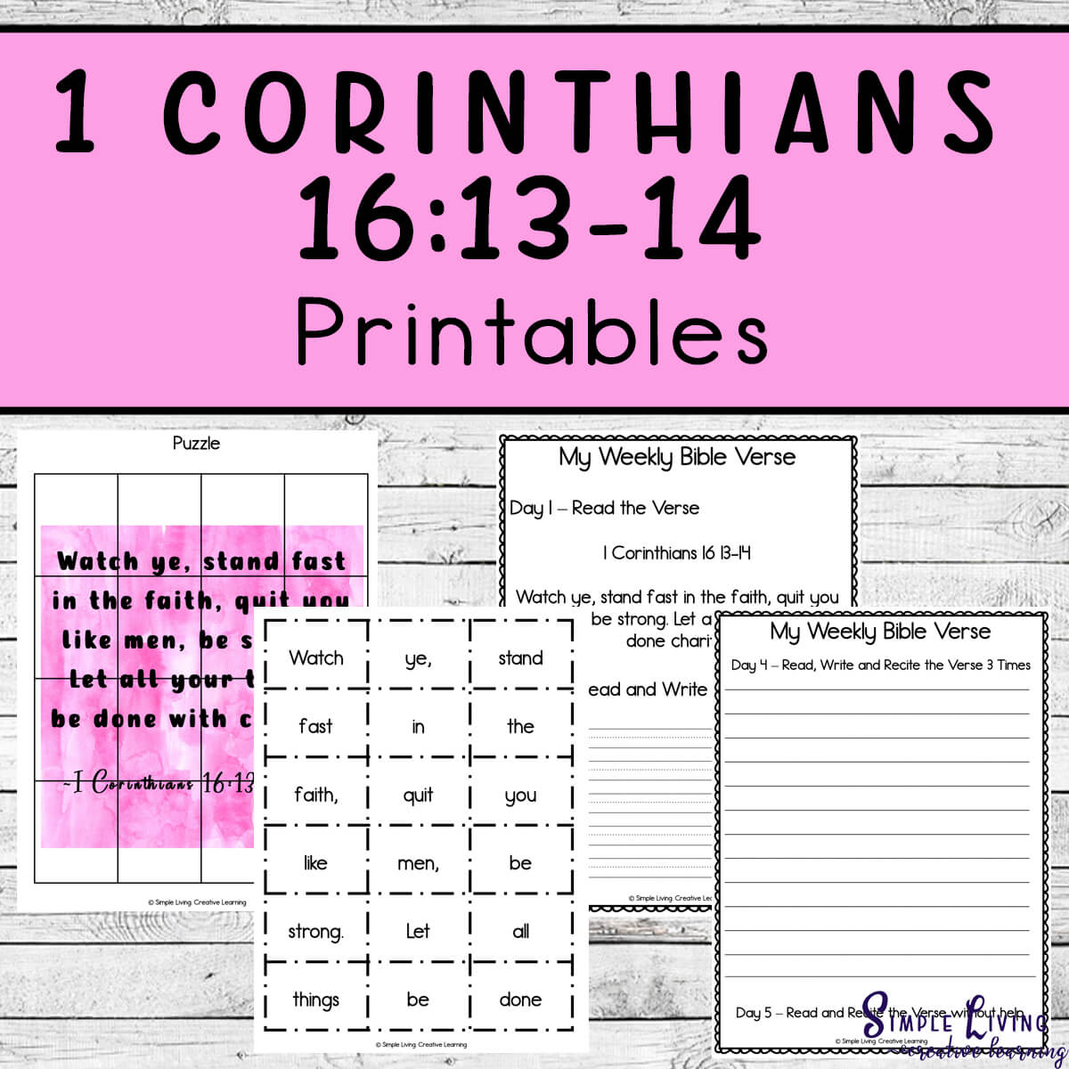 1 Corinthians 16:13-14 Printables - four pages