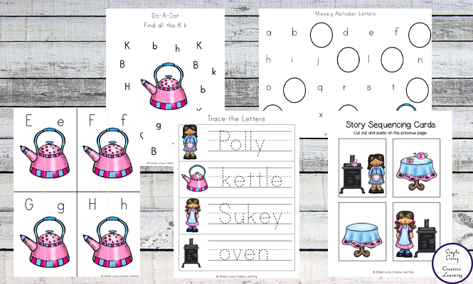 Polly put the Kettle on is a fun nursery rhyme for kids to learn. This printable pack goes great alongside this rhyme.