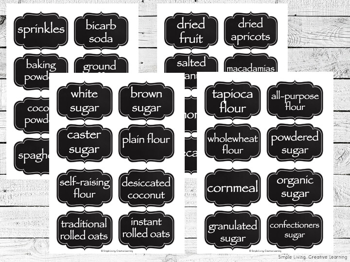 Printable Kitchen Labels