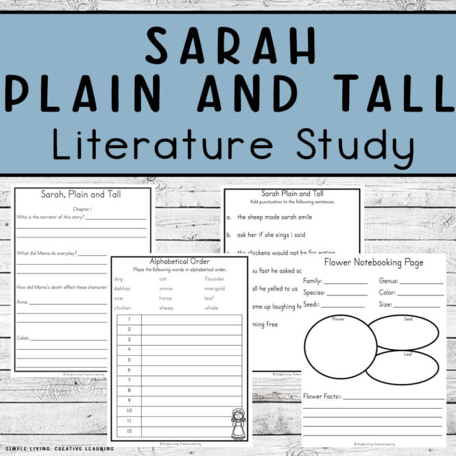 Sarah Plain and Tall Literature Study four pages