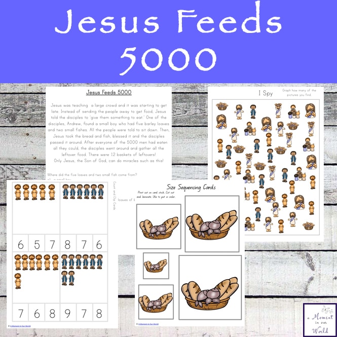 In this printable pack, children will learn about how Jesus feeds 5000 men with just five small barley loaves and two fish.