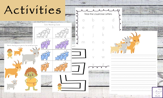This Three Billy Goats Gruff Printable Pack is aimed at kids ages 2 - 9.