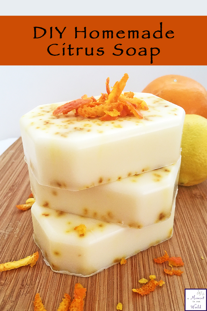 For this DIY homemade Citrus Soap, I combined the goat's milk soap base with the refreshing and uplifting smell of citrus. 