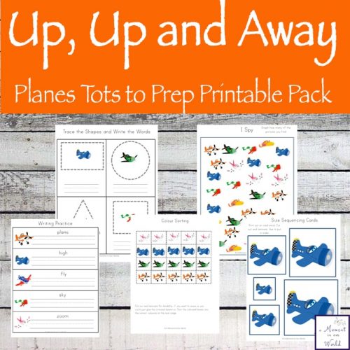 Get Up, Up and Away with this Planes Tots to Prep Printable Pack that is perfect for kids who loves planes and for those families who are looking at taking their young children on their first plane ride.