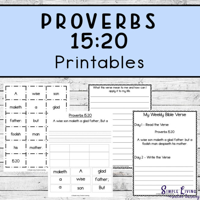Memory Verse Printables - Proverbs 15:20 - four pages