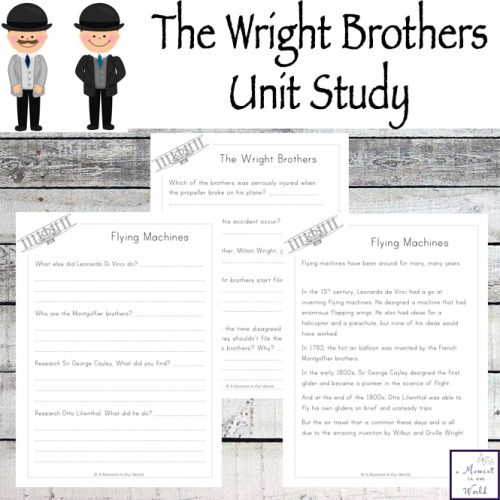 In this Wright Brothers Unit Study, children will learn all about the life and achievements of these two brothers.