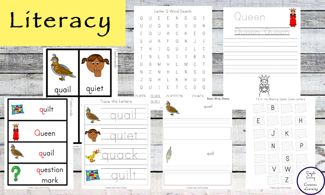 This Letter Q Printable Pack is aimed for children aged 3 - 9 and contains a variety of activities; simple math concepts, literacy and hands-on activities. 