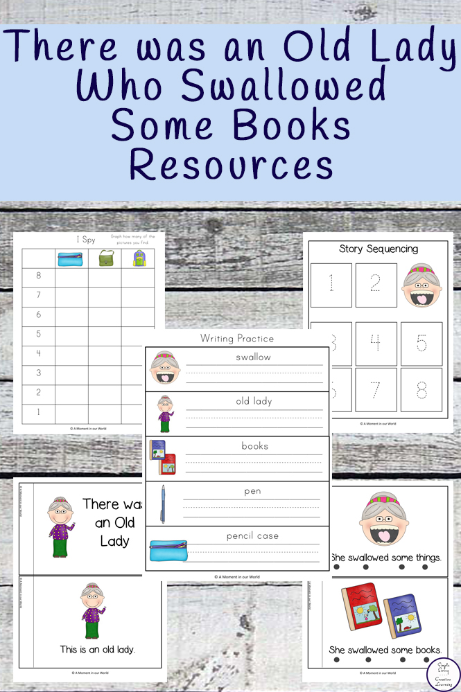 Lots of fun resources to go with the book, There was an Old Lady who Swallowed some Books.