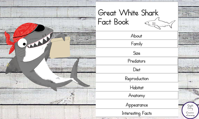 Learn about sharks with the help of the book, How to Survive as a Shark, by Kristen Foote and this printable shark fact book.