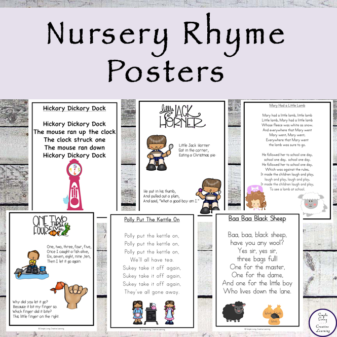 These Nursery Rhyme Posters are easy to prepare and are good for sitting down with your children, helping them learn to read.