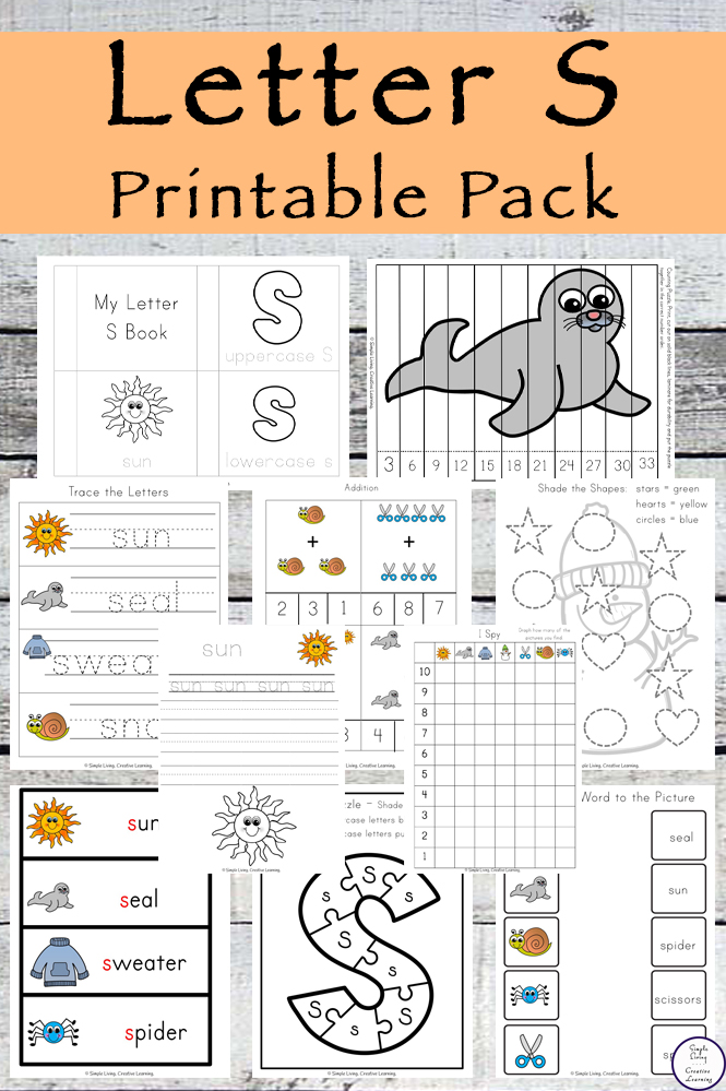 This Letter S Printable Pack is aimed for children aged 3 - 9 and contains a variety of activities; simple math concepts, literacy and hands-on activities. 