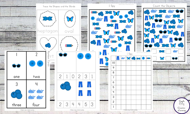 This Blue Printable Pack is aimed for children aged 3 - 9 and contains a variety of activities; simple math concepts, literacy and hands-on activities with a 'blue' theme. 