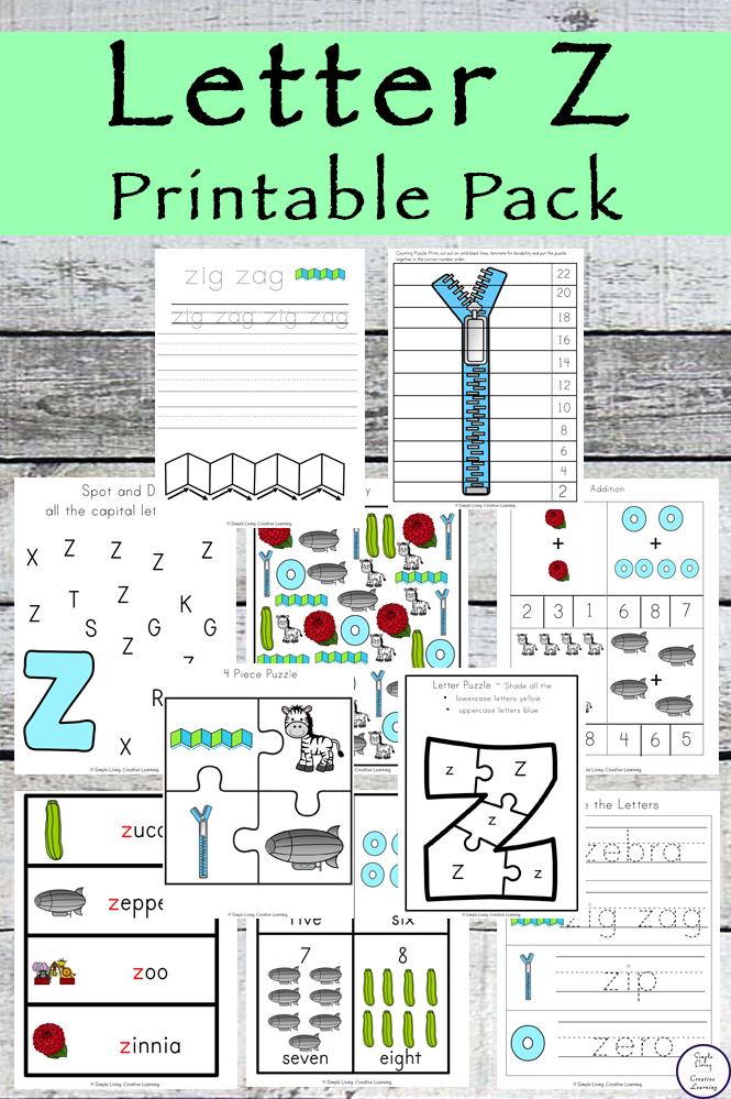 This Letter Z Printable Pack is aimed for children aged 3 - 9 and contains a variety of activities; simple math concepts, literacy and hands-on activities. 