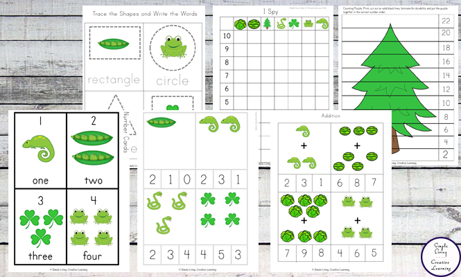 This Green Printable Pack is aimed for children aged 3 - 9 and contains a variety of activities; simple math concepts, literacy and hands-on activities with a 'green' theme. 
