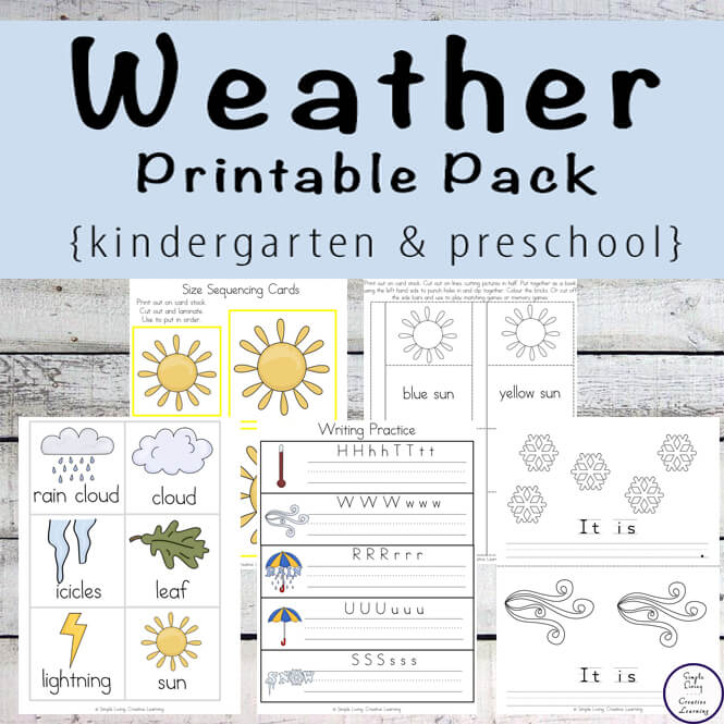 Kids in preschool and kindergarten will love learning about the different weather events with this fun 156-page Weather Printable Pack.