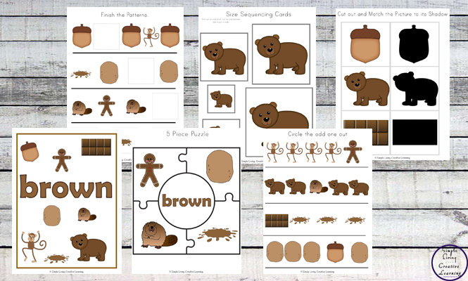This Brown Printable Pack is aimed for children aged 3 - 9 and contains a variety of activities; simple math concepts, literacy and hands-on activities with a 'brown' theme. 