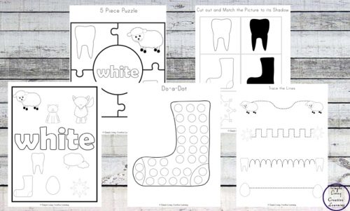 This White Printable Pack is aimed for children aged 3 - 9 and contains a variety of activities; simple math concepts, literacy and hands-on activities with a 'white' theme. 