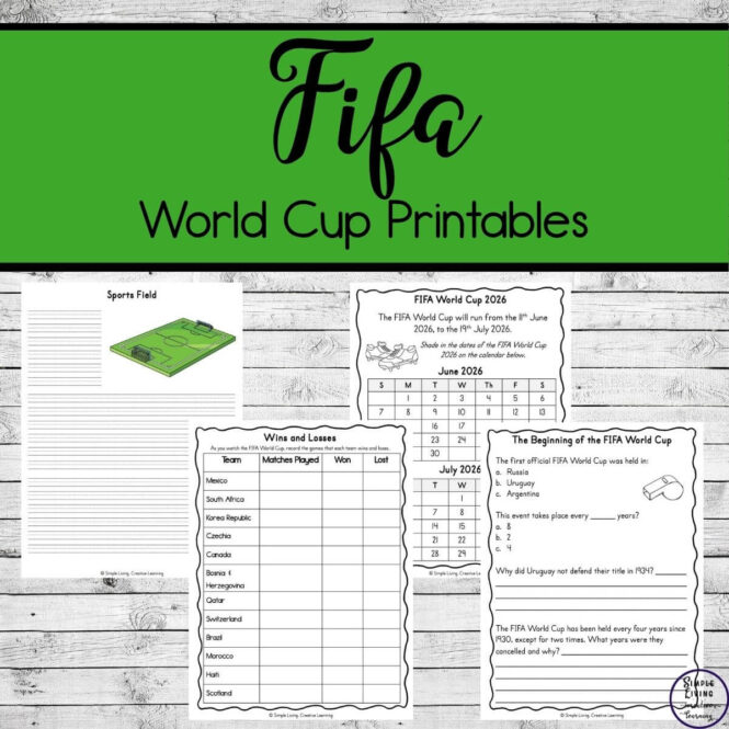 FIFA World Cup Printables four pages